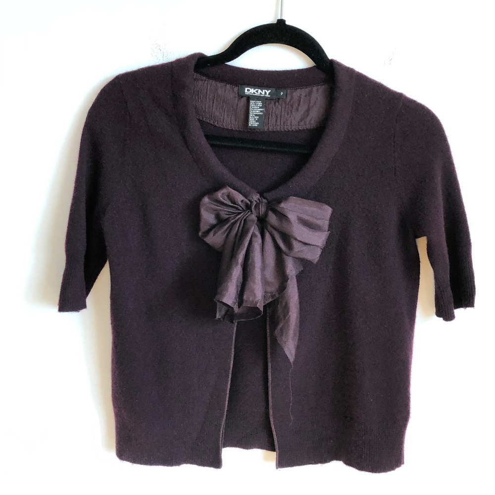 Donna Karan DKNY Lambswool Cashmere Cardigan w Bow
